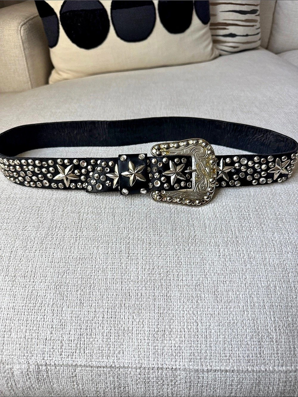 Studded Western Belt in Black & Silver Like New